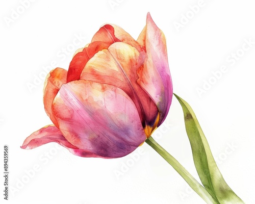 tulip watercolor on a white background Generative AI