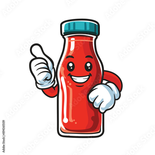 Bottle hot sauce icon mascot smiling face 