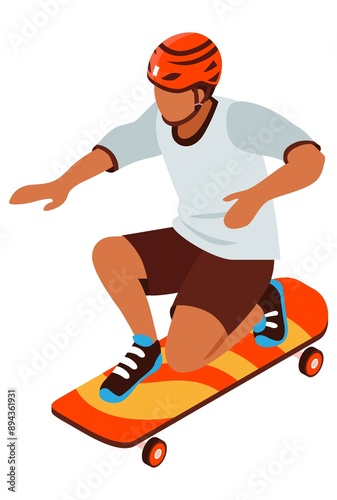 male athlete riding a skateboard vector illustration