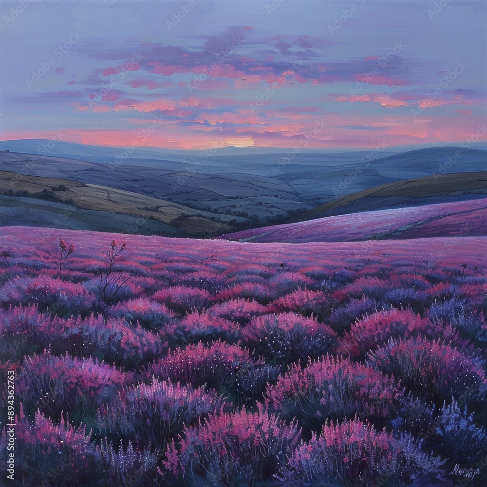 Purple Sunset over a Field of Flowers Purple Sunset over a Field of Flowers