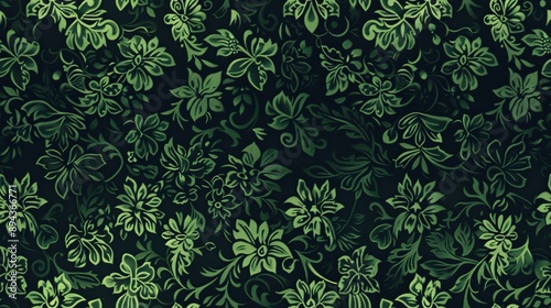 Wallpaper Mural Dark Green pattern wallpaper.  Torontodigital.ca