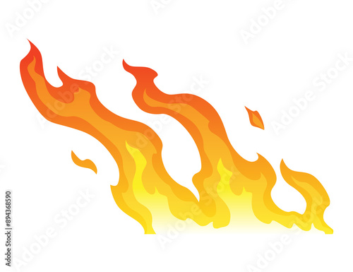 Fire flame icon. Cartoon heat wildfire or bonfire, burn power fiery. Power light energy silhouette. Campfire element in flat style. Isolated illustration