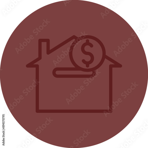 Real Estate Investment Vector Line Maroon Circle Maroon