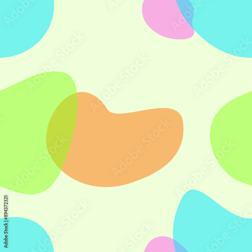 abstract colorful transparent blobs seamless pattern. cute pattern for wrapping paper or fabric