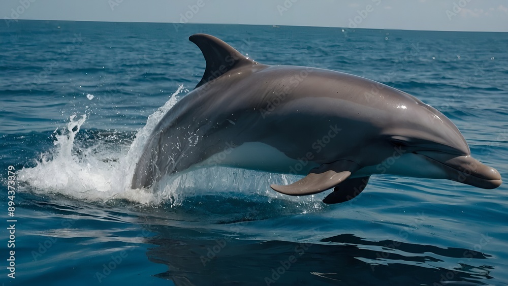Naklejka premium A dolphin performing acrobatic flips in the water