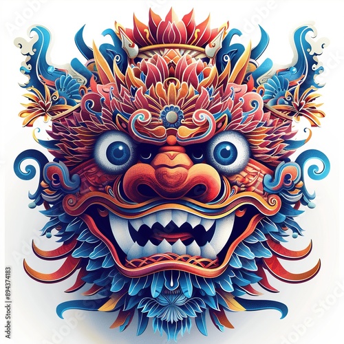 Colorful Mythical Dragon Mask with Intricate Details