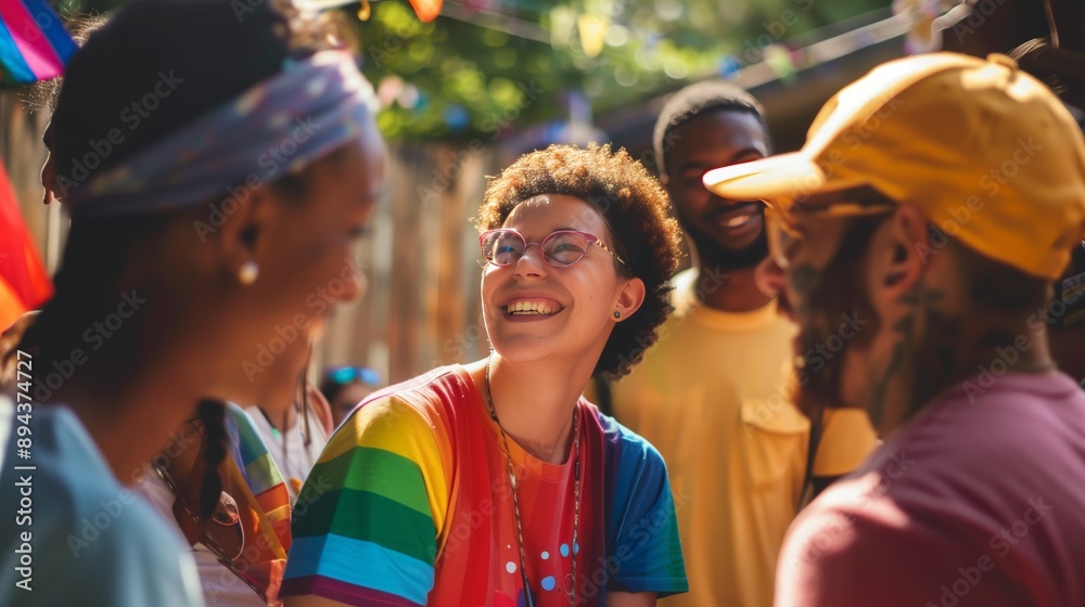 A close-knit LGBTQ+ group volunteered together at a local charity event, supporting their community.