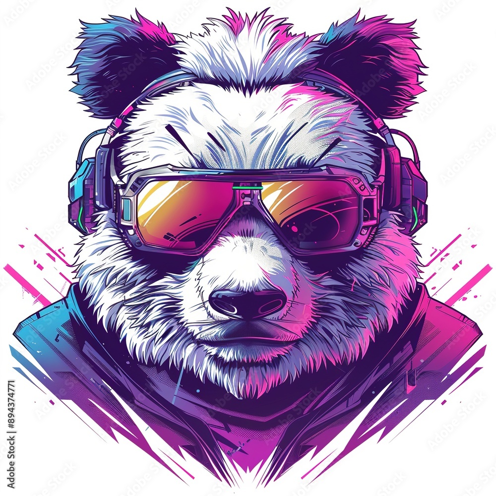 Cool Panda with Sunglasses and Headphones Cool Panda with Sunglasses and Headphones