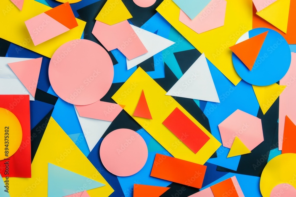 Colorful geometric shapes on a blue background Colorful geometric shapes on a blue background