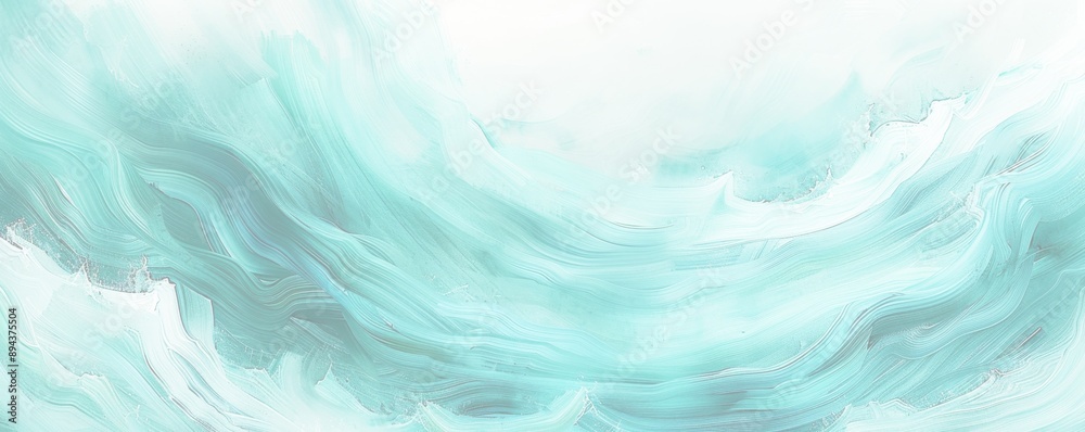 Fototapeta premium 抽象的なティールグリーンと白の波の背景