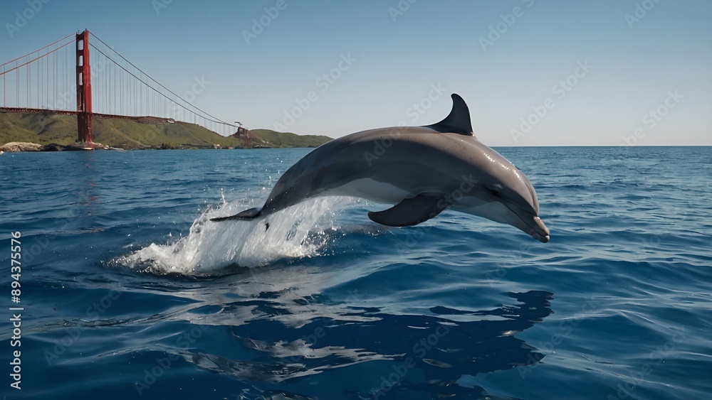 Fototapeta premium Dolphins gliding effortlessly in the shimmering water