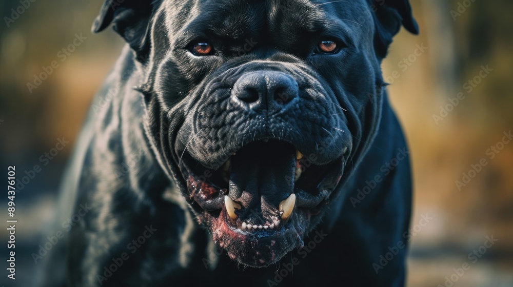 Black Cane Corso with Aggressive Expression Black Cane Corso with Aggressive Expression
