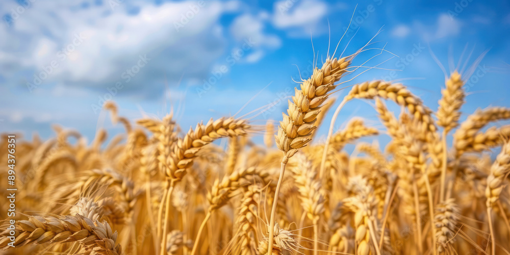 Golden Wheat Field Under a Blue Sky Golden Wheat Field Under a Blue Sky