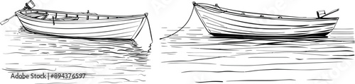 A continuous rowboat with a single line isolated on a white background.