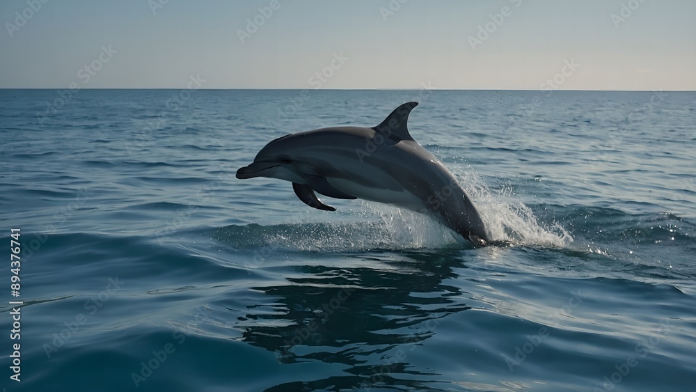 Fototapeta premium Dolphins creating mesmerizing splash patterns in the sea