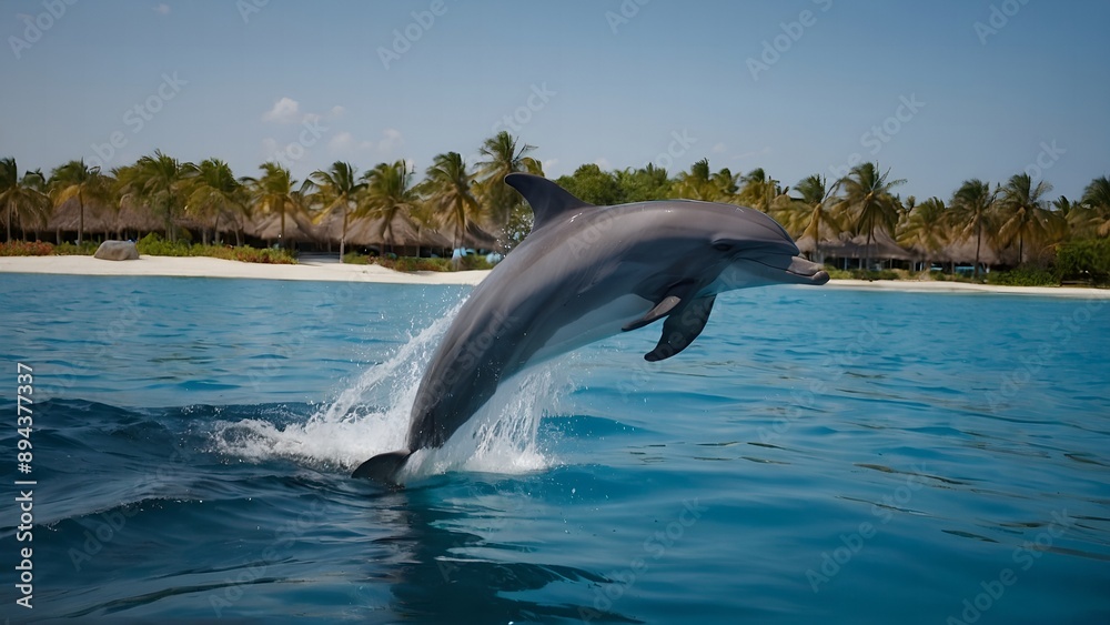 Obraz premium A dolphin breaching the surface with enthusiasm and a splash of joy