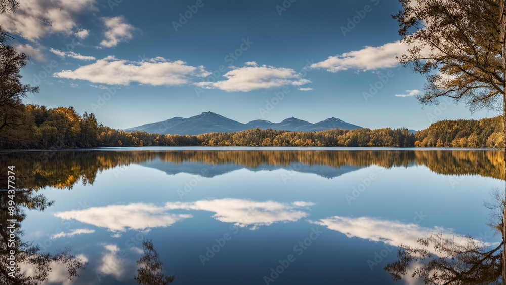 Fototapeta premium a landscape on the surface of the water