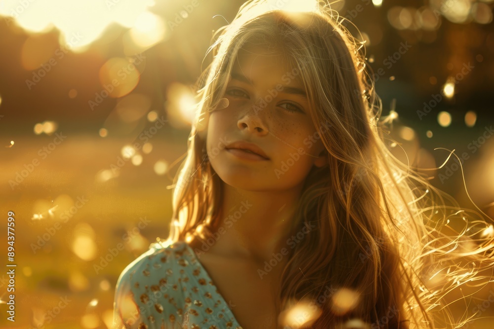 Teenage girl in casual dress outdoors in autumn sunlight Teenage girl in casual dress outdoors in autumn sunlight