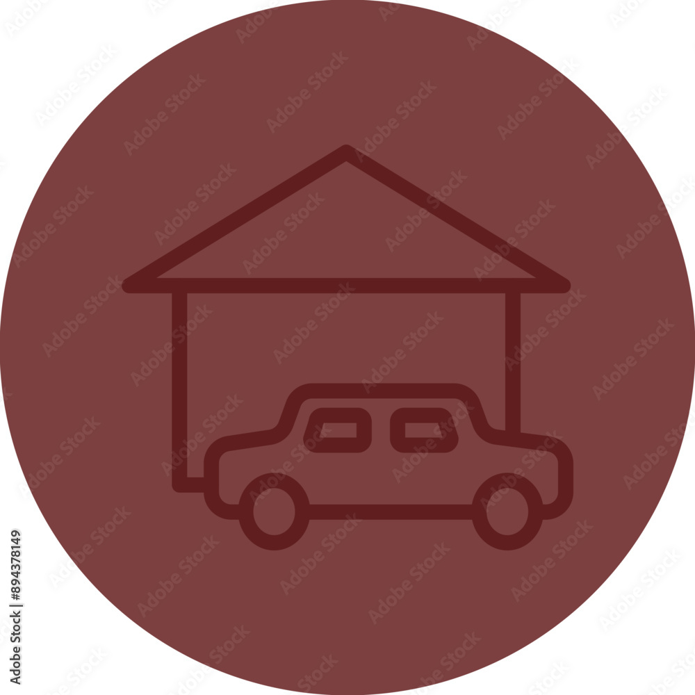 Obraz premium Homestays Vector Line Maroon Circle Maroon