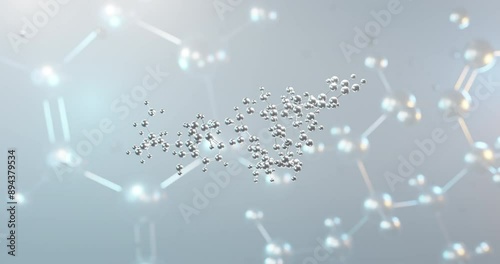 Vancomycin rotating 3d molecule, molecular structure of glycopeptide antibiotic, seamless video photo