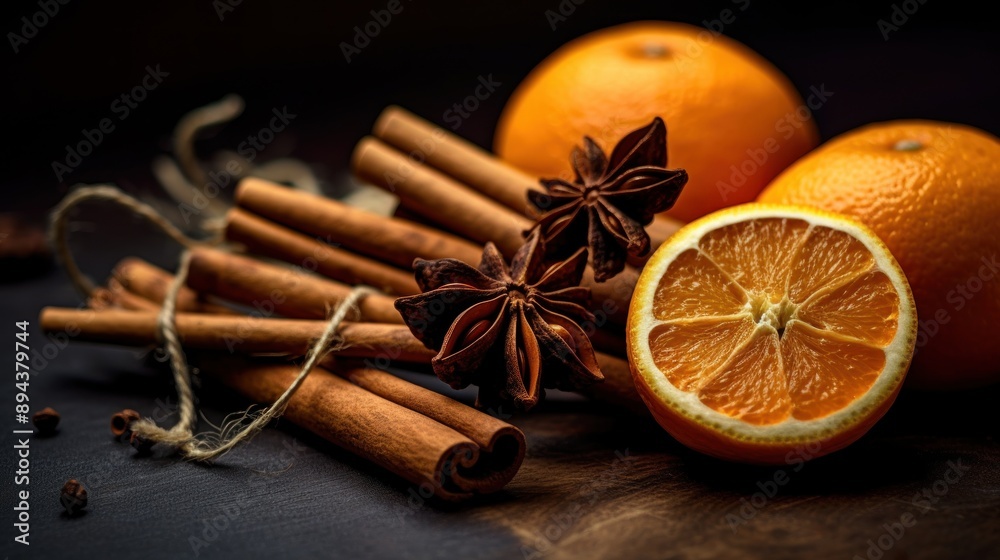 Cinnamon Sticks, Oranges, and Star Anise Cinnamon Sticks, Oranges, and Star Anise