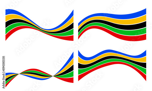 Colored Olympic Games rainbow wavy lines flag Background