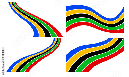 Colored Olympic Games rainbow wavy lines flag Background