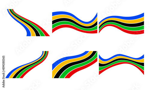 Colored Olympic Games rainbow wavy lines flag Background