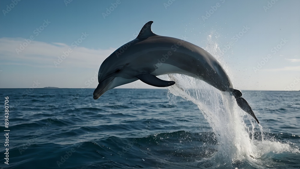 Fototapeta premium Dolphins playing in the sparkling ocean waves