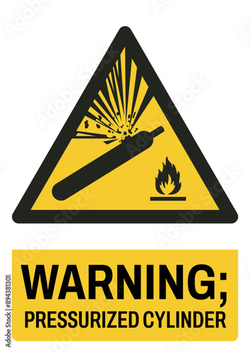 ISO warning safety signs tex variation_warning ; pressurized cylinder size a4/a3/a2/a1