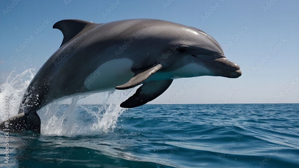 Fototapeta premium Dolphins exploring the ocean's vibrant coral reefs