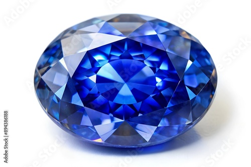 Blue Sapphire Gemstone on White Background