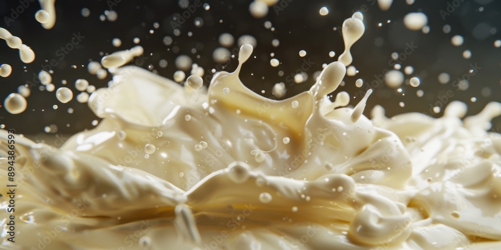 The image captures the dynamic action of pouring milk into a glass, creating a stream of white liquid that contrasts with the clear background. The image captures the dynamic action of pouring milk into a glass, creating a stream of white liquid that contrasts with the clear background.