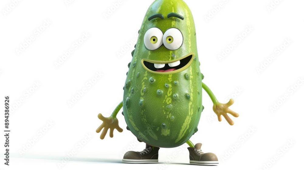 Fototapeta premium Smiling Cucumber Cartoon Character