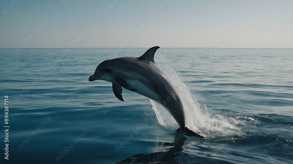 Fototapeta premium A dolphin performing acrobatics in the water