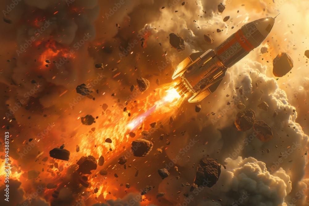 Rocket Launch Through a Fiery Asteroid Field Rocket Launch Through a Fiery Asteroid Field