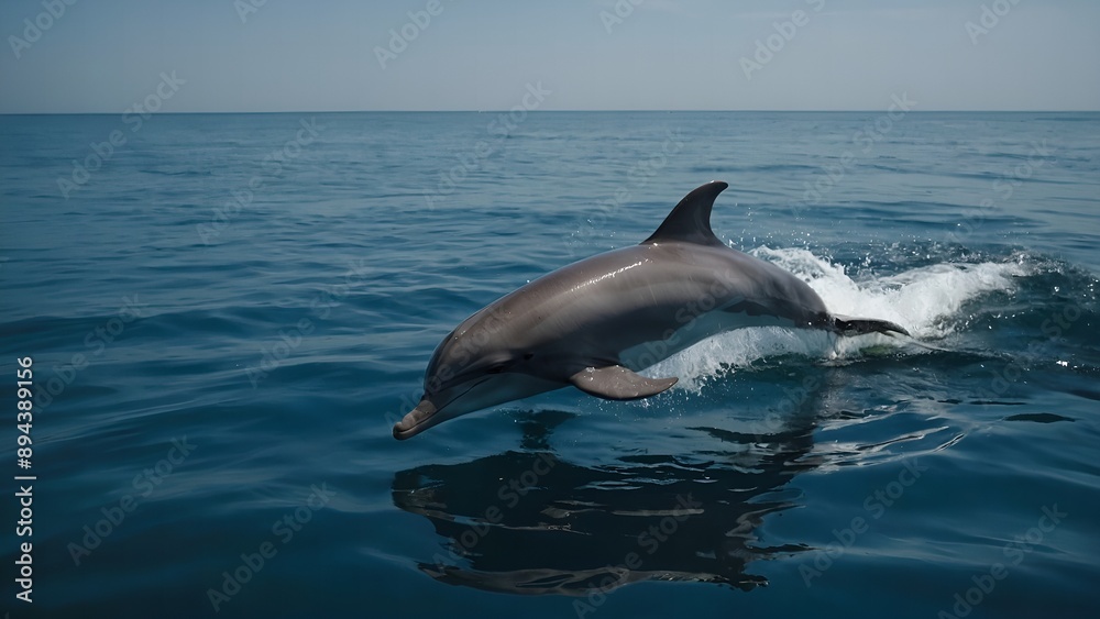 Fototapeta premium A pair of dolphins swimming close together in the warm embrace of the ocean