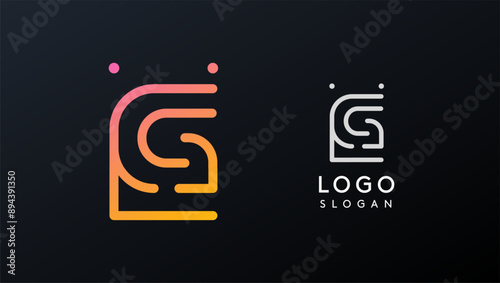 Stylized letter G, tech-inspired typography logo, unique extraterrestrial civilization symbol ancient inscriptions for creative branding, tech logo. Nordic runes monogram, abstract linear logotype