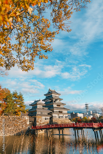 Matsumoto Castle or Crow Castle in Autumn, is one of Japanese premier historic castles in easthern Honshu. Landmark and popular for tourists attraction in Matsumoto city, Nagano Prefecture, Japan photo