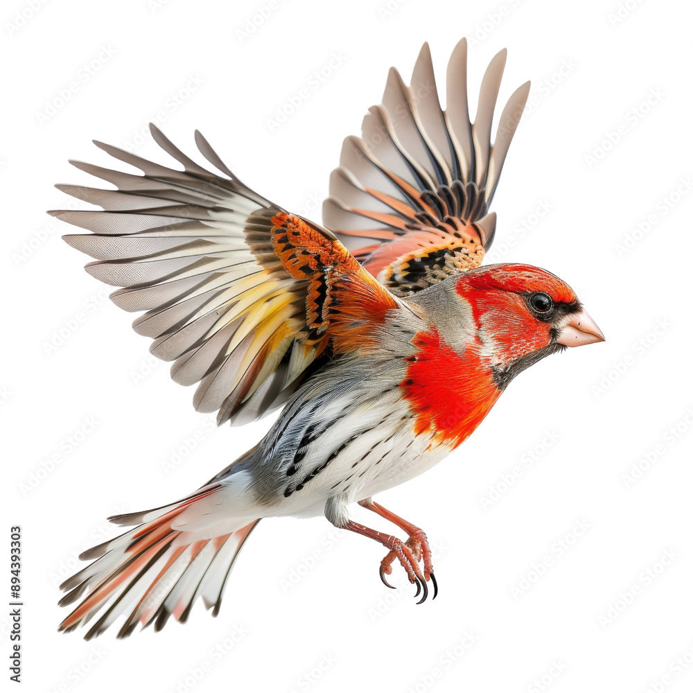 Obraz premium Amazingly Vibrant Bird Captured in Mid-Flight Against a Transparent background