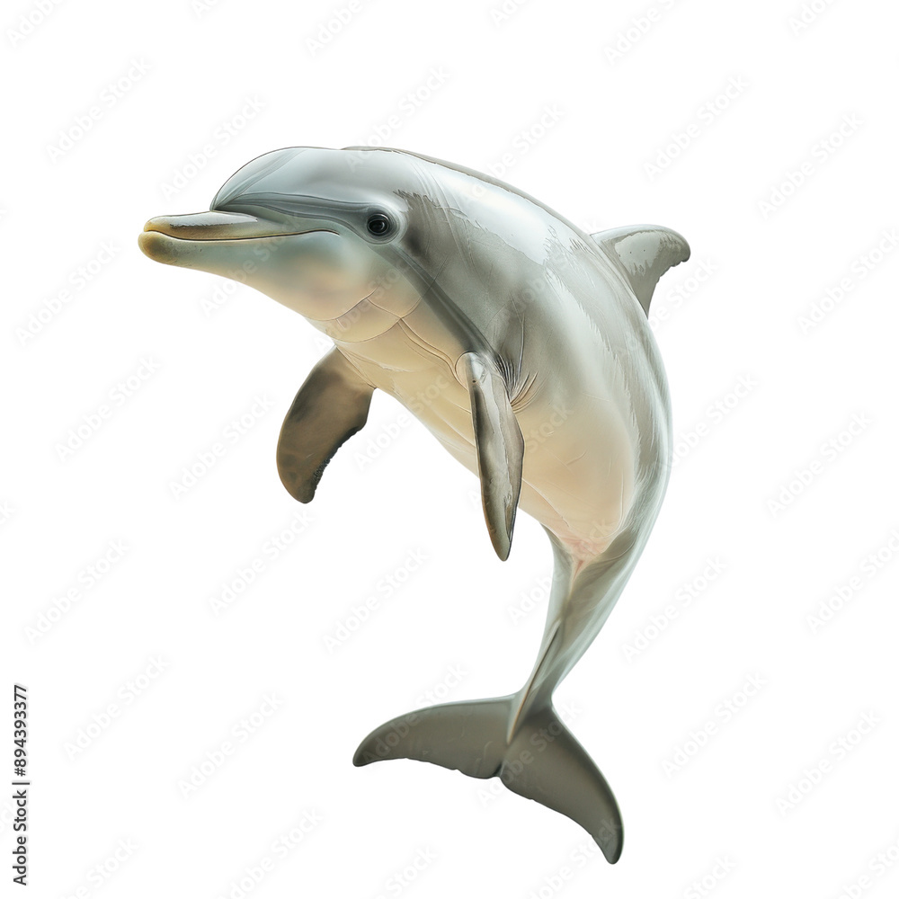 Fototapeta premium Captivating Dolphin in Mid-Swim Against a Transparent background