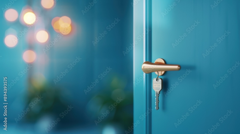 A sleek commercial door with a modern key inserted into the lock, representing security and access in a professional environment. A sleek commercial door with a modern key inserted into the lock, representing security and access in a professional environment.