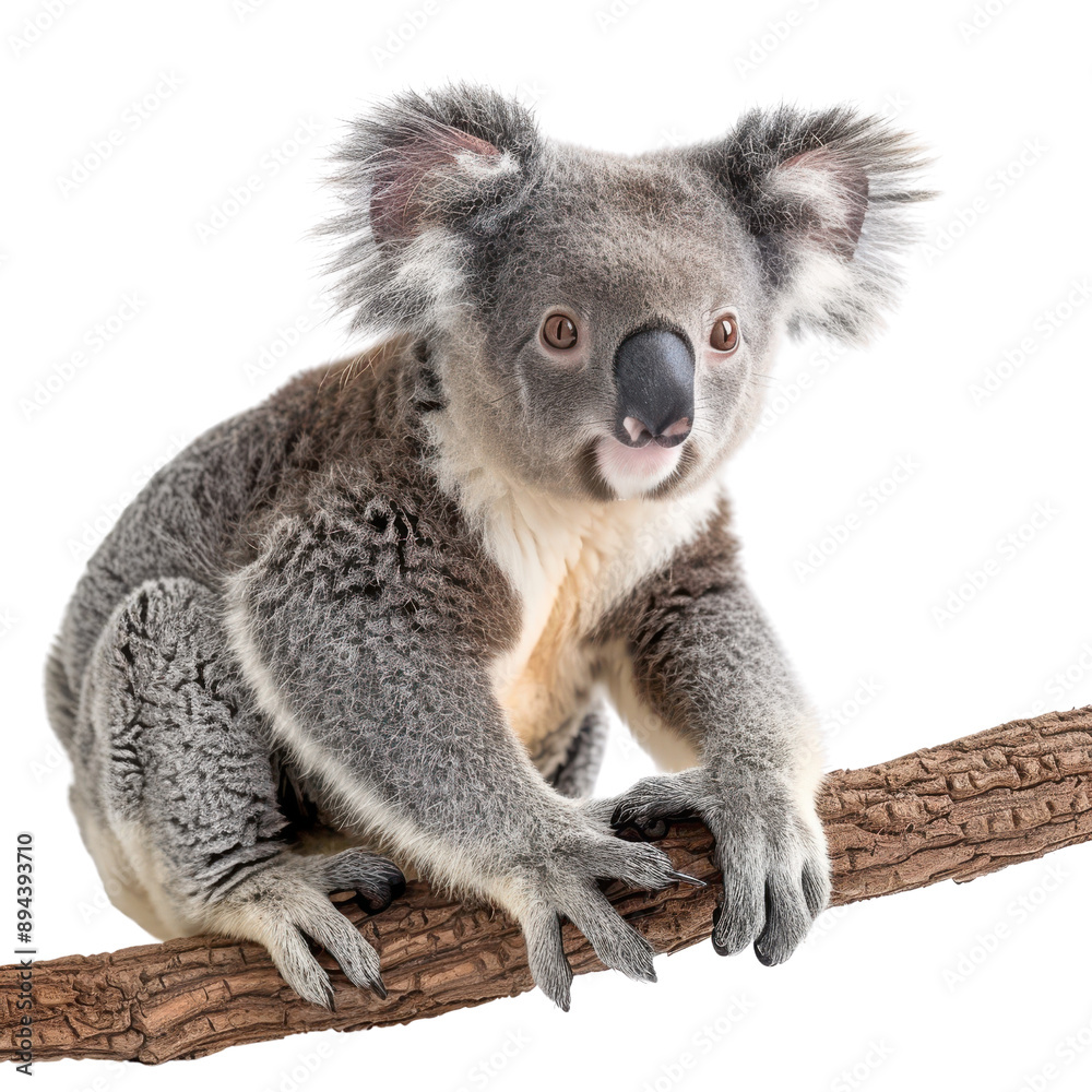 Fototapeta premium Adorable Koala Perched on a Branch in Stunning Detail