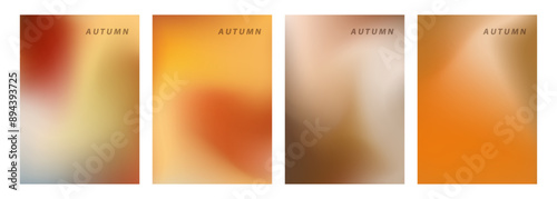 Fall season colors. Defocused bright colored abstract backgrounds. Blurred vibrant colors for Autumn theme creative graphic design. Vector illustration.