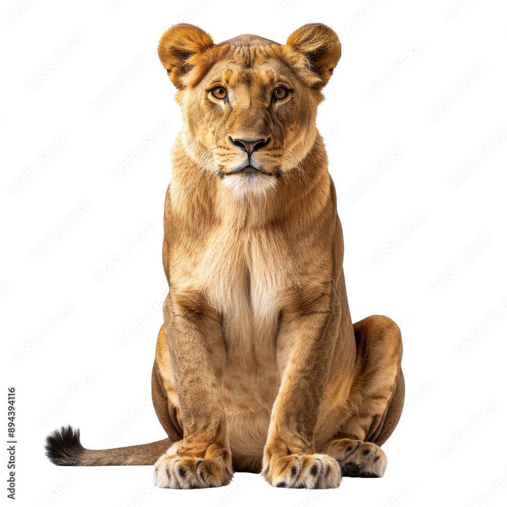 Fototapeta premium Graceful Lioness in Captivating Portrait: A Glimpse into the Wilderness Majesty