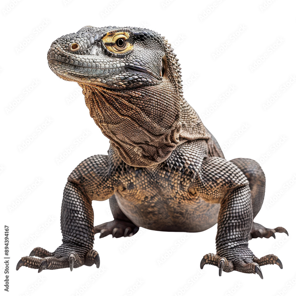 Obraz premium Intricately Detailed Portrait of a Lizard Against a Transparent background