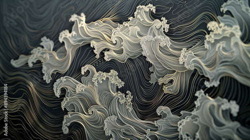 elegant gold and black wave patterns with intricate line work and swirling details in a luxurious and sophisticated design