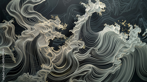 elegant gold and black wave patterns with intricate line work and swirling details in a luxurious and sophisticated design