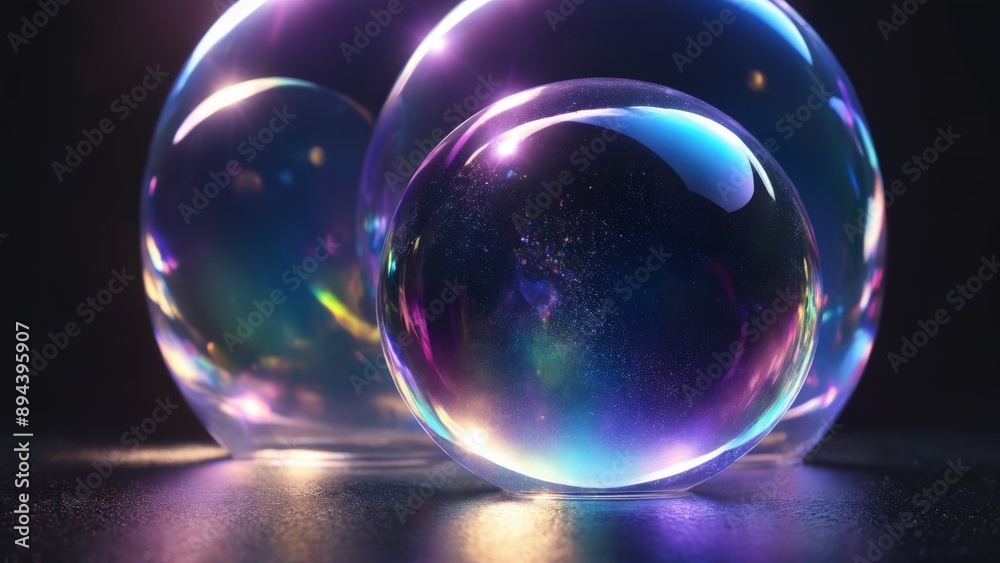 Glass Ball with Purple and Blue Design and Light Shining in Background Glass Ball with Purple and Blue Design and Light Shining in Background