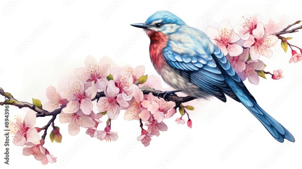 Fototapeta premium A beautiful little bird perched on the branch 